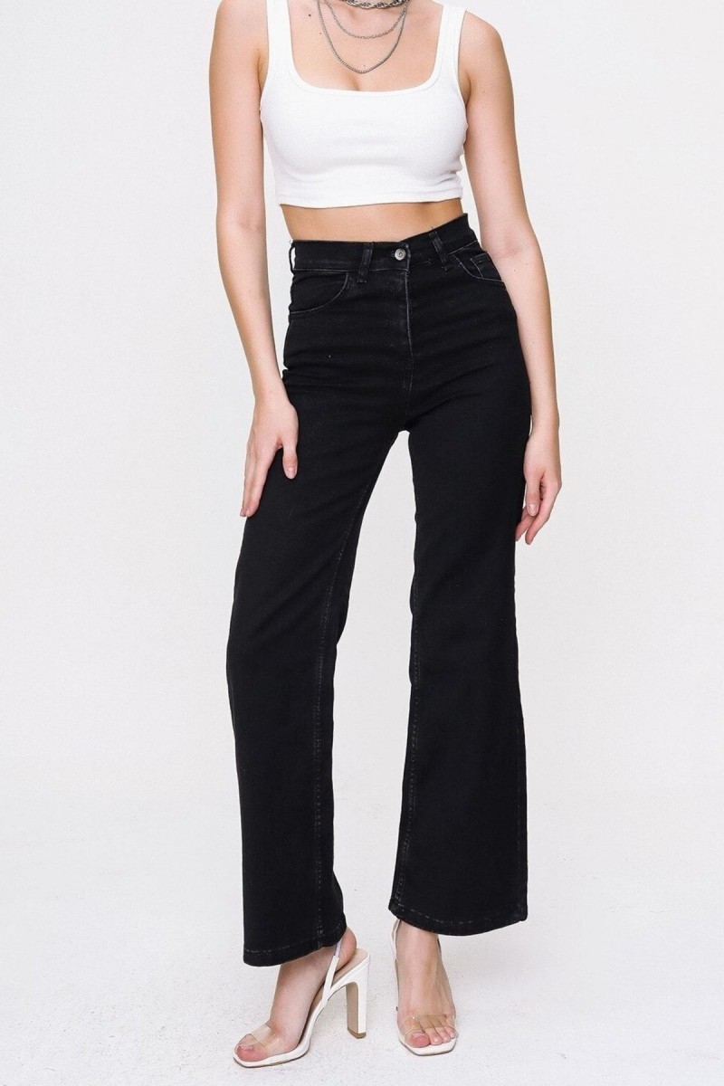 Siyah Likralı Süper Yüksek Bel Salaş Jean Pantolon. (süper Yüksek.) Wide Leg. Siyah Likralı Süper Yüksek Bel Salaş Jean Pantolon. (süper Yüksek.) Wide Leg.
