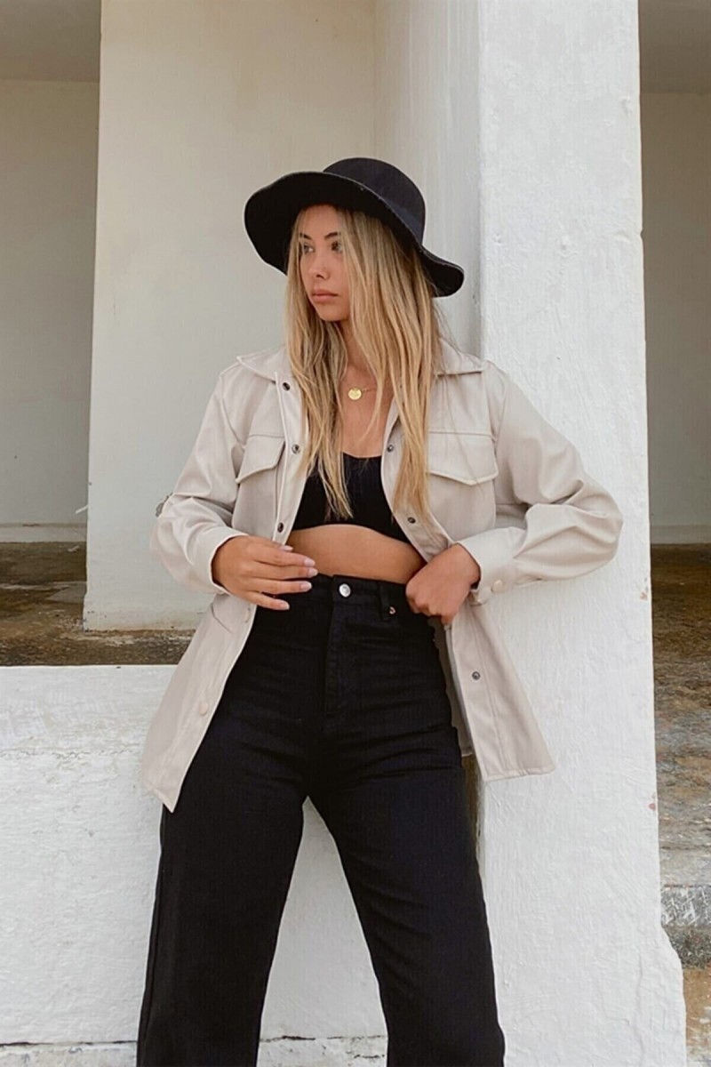 Viola Siyah 90's Likralı Süper Yüksek Bel Salaş Jeans Palazzo Pantolon. (süper Yüksek)