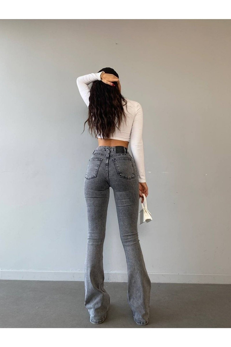 Füme Kar Ispanyol Yüksek Bel Ispanyol Ispanyol Jeans (TOPARLAYICI) Füme Kar Ispanyol Yüksek Bel Ispanyol Ispanyol Jeans (TOPARLAYICI)