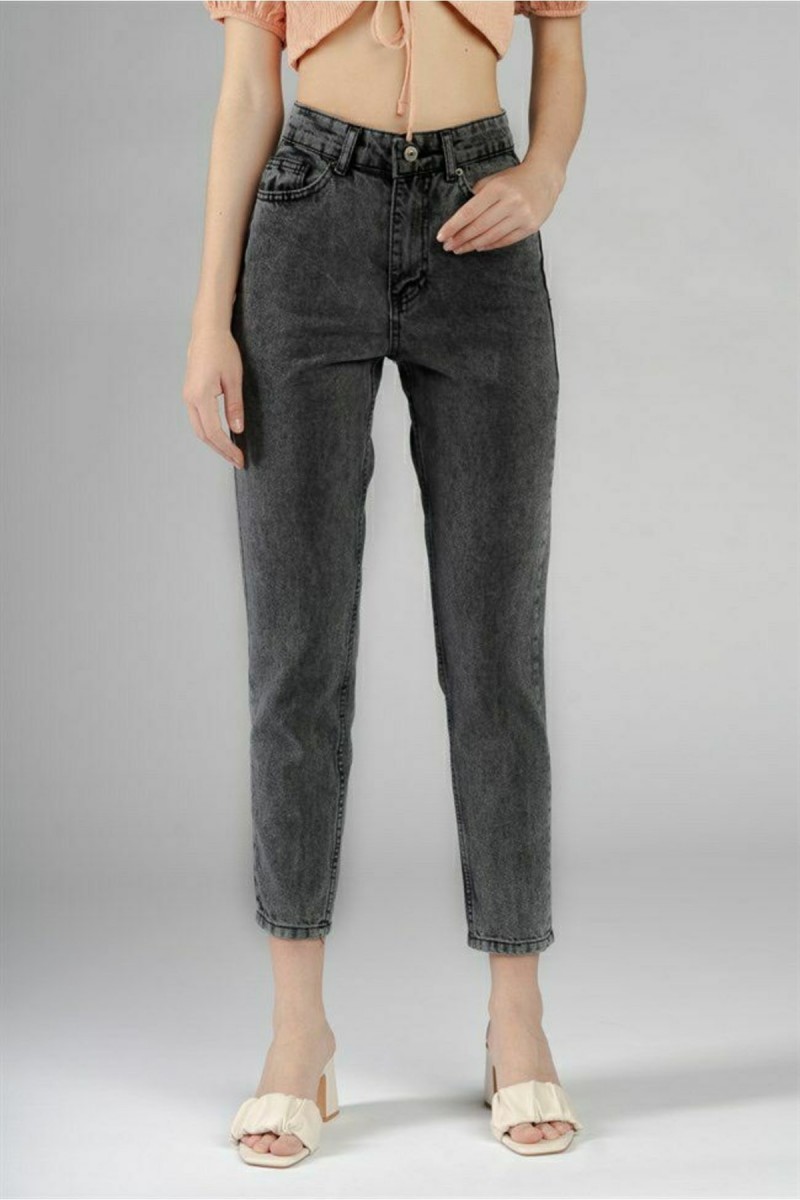 Spanish Yüksek Bel Füme Kar Mom Kot Pantolon Likralı Solmaz Füme Ekstra Rahat Mom Jeans