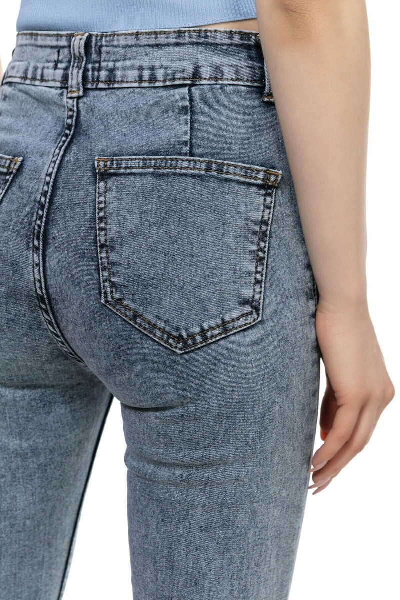 Raymond Laura Ispanyol Jeans Ispanyol Kot Yüksek Bel Solmaz Mavi Orta Kar Pantolon Jean