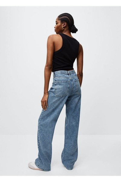 Vina Orta Kar Salaş Likralı 90's Süper Yüksek Bel Salaş Paça Kot Palazzo Pantolon