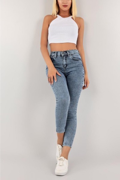 Snow My Baby Solmayan Mavi Kar Skinny Jeans Toparlayıcı Kot Pantolon Incecik Gösteriyor