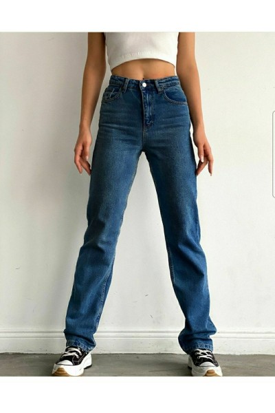 Sofya Power Likralı Kadın Yüksek Bel Salaş Paça Salaş Jeans Kot Pantolon
