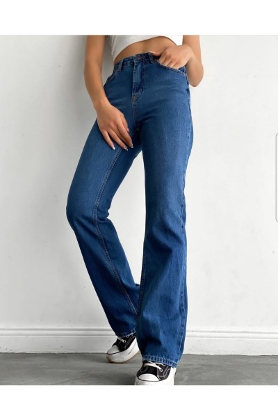 Samuil Power Likralı Kadın Yüksek Bel Salaş Paça Salaş Jeans Kot Pantolon