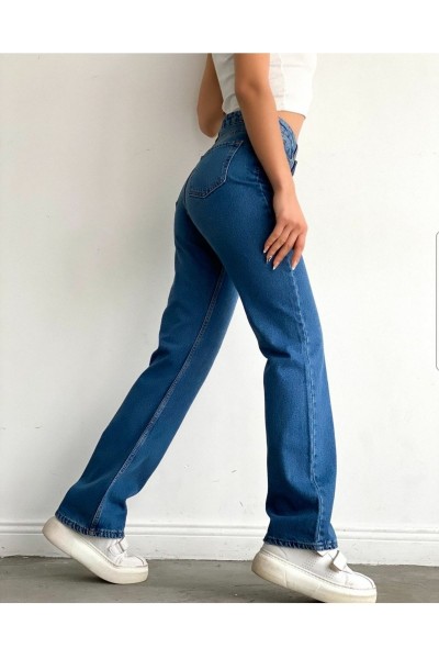 Samuil Power Likralı Kadın Yüksek Bel Salaş Paça Salaş Jeans Kot Pantolon