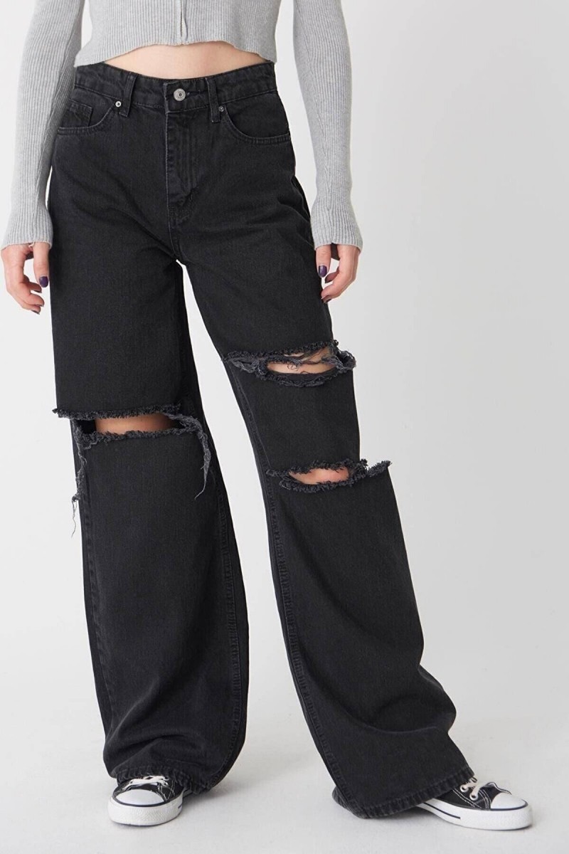 Serafima 90 s Kadın Siyah Salaş Likralı Süper Yüksek Bel 90 s Denim Kot Pantolon Jeans Serafima 90 s Kadın Siyah Salaş Likralı Süper Yüksek Bel 90 s Denim Kot Pantolon Jeans