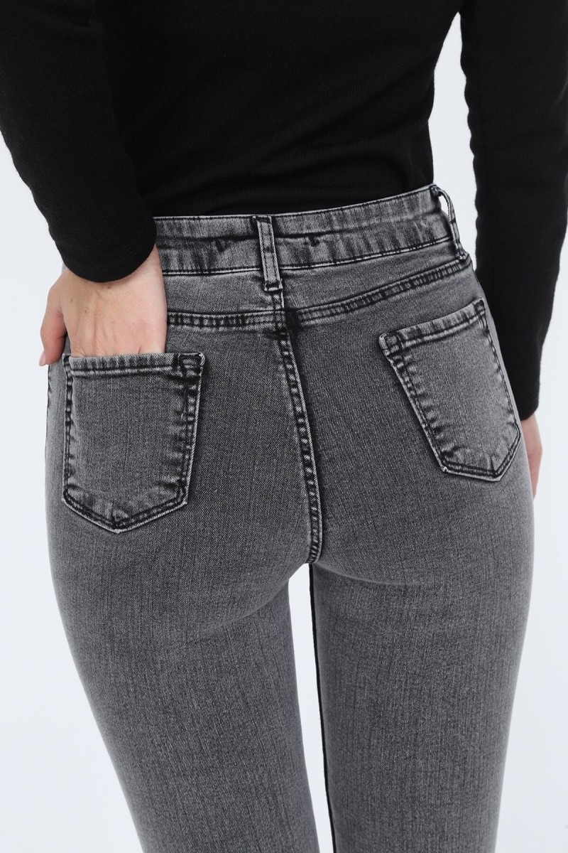 Füme Yüksek Bel Toparlayıcı Skinny Dar Paça Solmaz Jeans Pantolon Füme Yüksek Bel Toparlayıcı Skinny Dar Paça Solmaz Jeans Pantolon