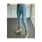 Açık Mavi Kar Yıkama Yüksel Bel Bilek Boy Dar Paça Skinny Likralı Kot Pantalon