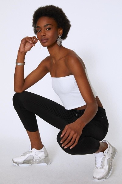 Adriana Siyah Yüksek Bel Toparlayıcı Skinny Dar Paça Solmaz Jeans Pantolon