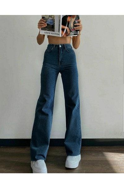 Since's Gold 90's Kadın Orta Mavi Salaş Likralı Süper Yüksek Bel 90's Denim Kot Pantolon(çok Rahat)