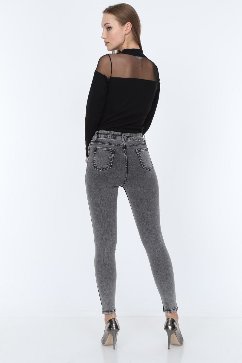 Füme Yüksek Bel Toparlayıcı Skinny Dar Paça Solmaz Jeans Pantolon Füme Yüksek Bel Toparlayıcı Skinny Dar Paça Solmaz Jeans Pantolon