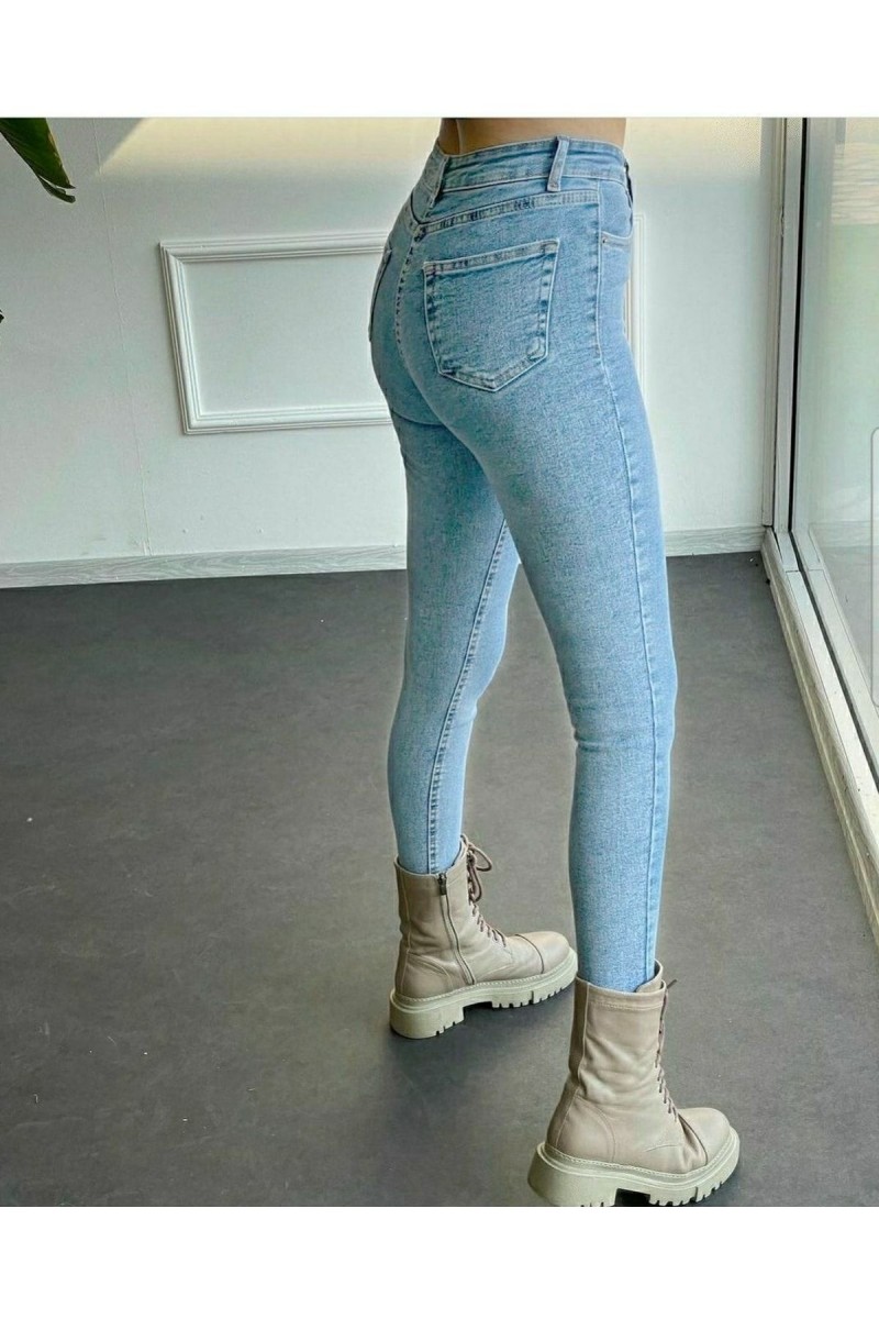 Açık Mavi Kar Yıkama Yüksel Bel Bilek Boy Dar Paça Skinny Likralı Kot Pantalon Açık Mavi Kar Yıkama Yüksel Bel Bilek Boy Dar Paça Skinny Likralı Kot Pantalon