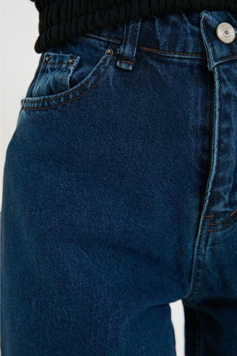 Natasha Power Likralı Koyu Mavi Süper Yüksek Bel Salaş Paça Denim Kot Pantolon Natasha Power Likralı Koyu Mavi Süper Yüksek Bel Salaş Paça Denim Kot Pantolon