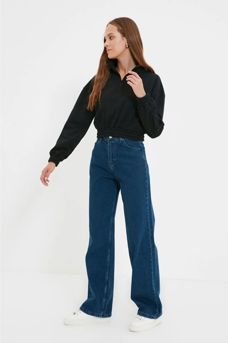 Natasha Power Likralı Koyu Mavi Süper Yüksek Bel Salaş Paça Denim Kot Pantolon Natasha Power Likralı Koyu Mavi Süper Yüksek Bel Salaş Paça Denim Kot Pantolon