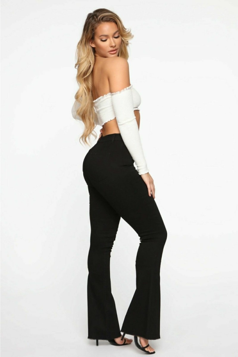 Adora Gold Siyah Ispanyol Jeans Ispanyol Paça Kot Pantolon Yüksek Bel Toparlayıcı( Extra Rahat)