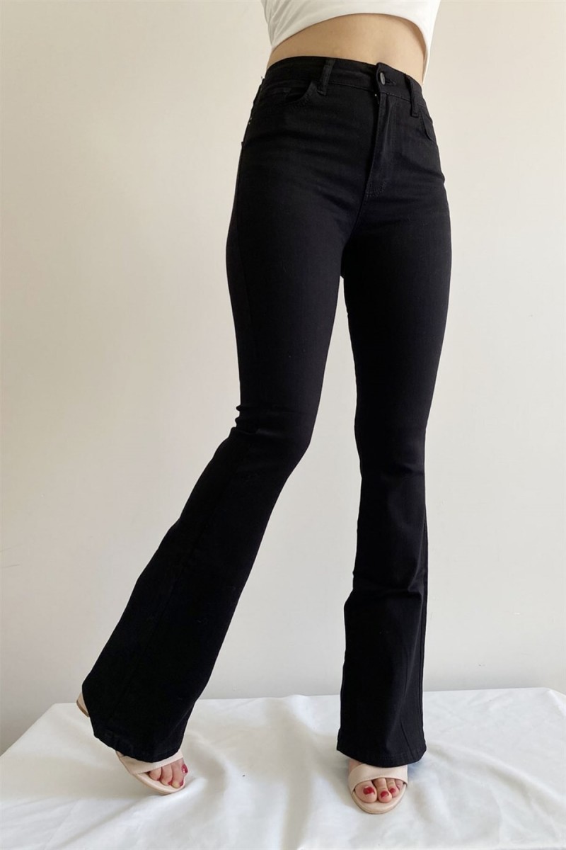 Adora Gold Siyah Ispanyol Jeans Ispanyol Paça Kot Pantolon Yüksek Bel Toparlayıcı( Extra Rahat)
