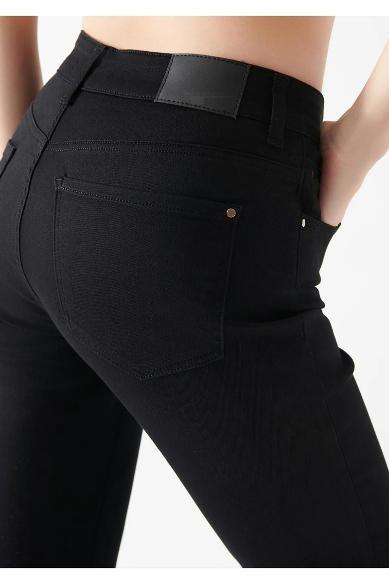 Faye Tess Gold Siyah Jeans Ispanyol Paça Kot Pantolon Yüksek Bel ( Extra Rahat)