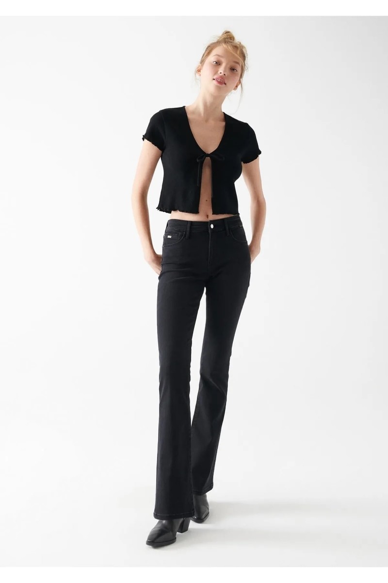 Victoria A.c.a.i.p Gold Siyah Ispanyol Jeans Ispanyol Paça Kot Pantolon Yüksek Bel ( Extra Rahat)