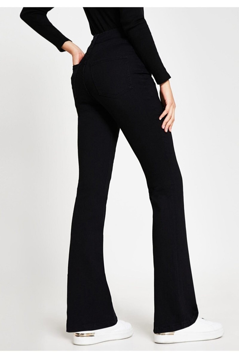 Tall Ispanyol A.c.a.i.p Gold Siyah Jeans Ispanyol Paça Kot Pantolon Yüksek Bel ( Extra Rahat)