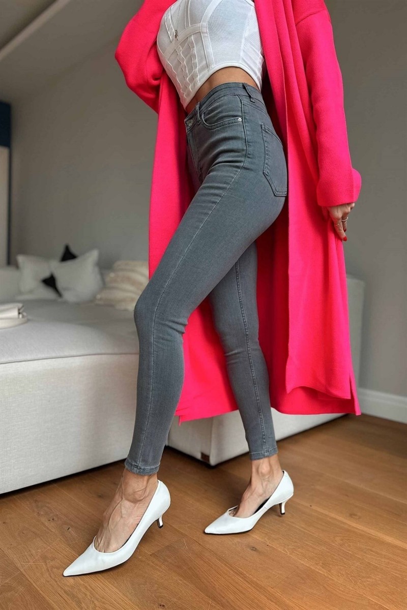 Zümra Skinny Kot Pantolon Gri Toparlayıcı Likralı Yüksek Bel Jean Zümra Skinny Kot Pantolon Gri Toparlayıcı Likralı Yüksek Bel Jean