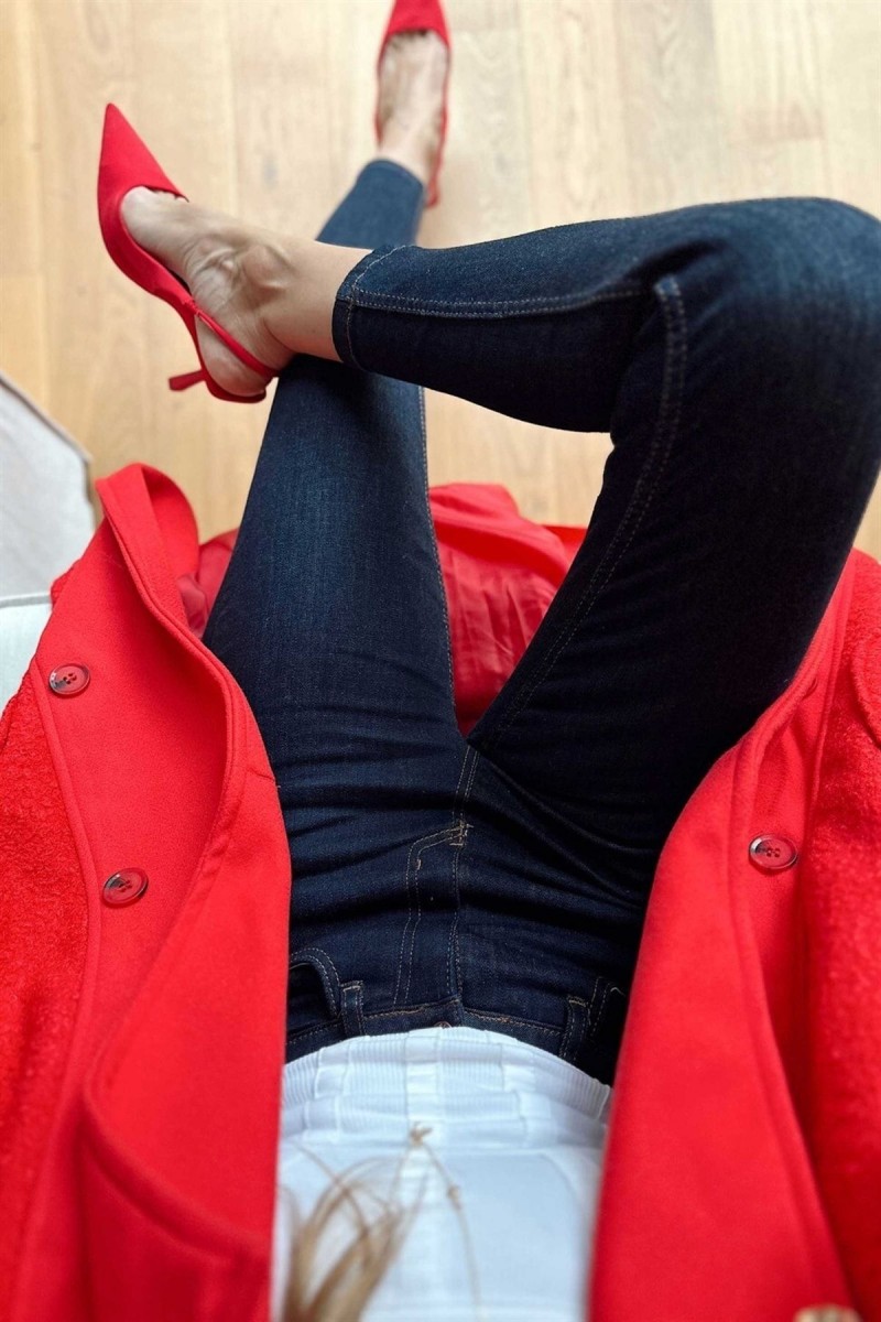 Koyu Mavi Skinny Dar Paça Jean Kadın Power Likra Toparlayıcı Koyu Mavi Skinny Dar Paça Jean Kadın Power Likra Toparlayıcı