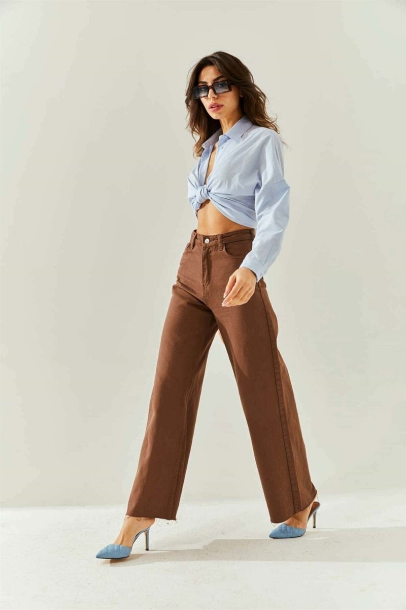 Kahverengi Palazzo Jean Kadın Power Likra Kadın Yüksek Bel Toparlayıcı