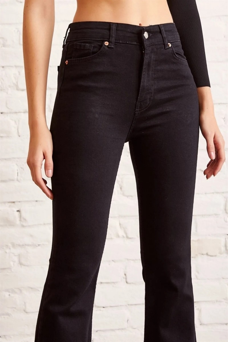 Jesica Siyah Ispanyol Paça Kot Pantolon Yüksek Bel Ispanyol Jeans Toparlayıcı( Extra Rahat)