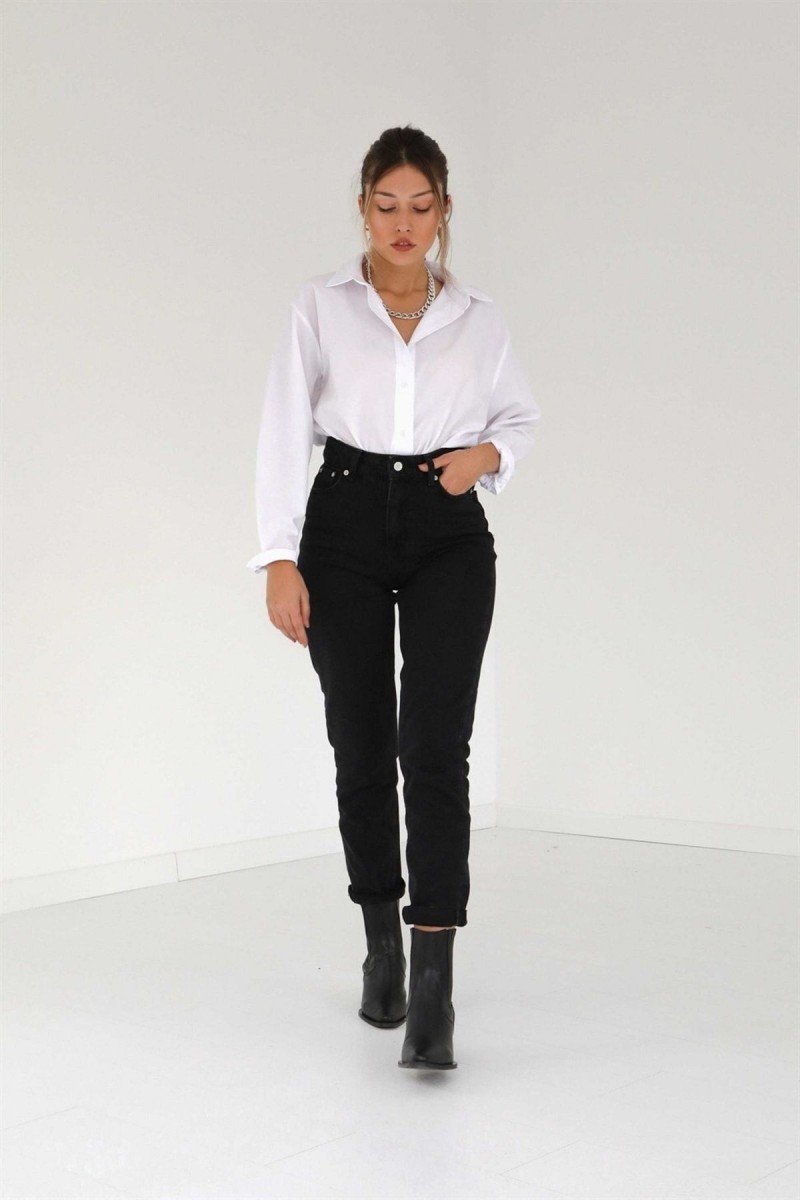Emilie Siyah Solmaz Mom Jean Kadın Boyfriend Yüksek Bel Power Likra Pantolon Emilie Siyah Solmaz Mom Jean Kadın Boyfriend Yüksek Bel Power Likra Pantolon