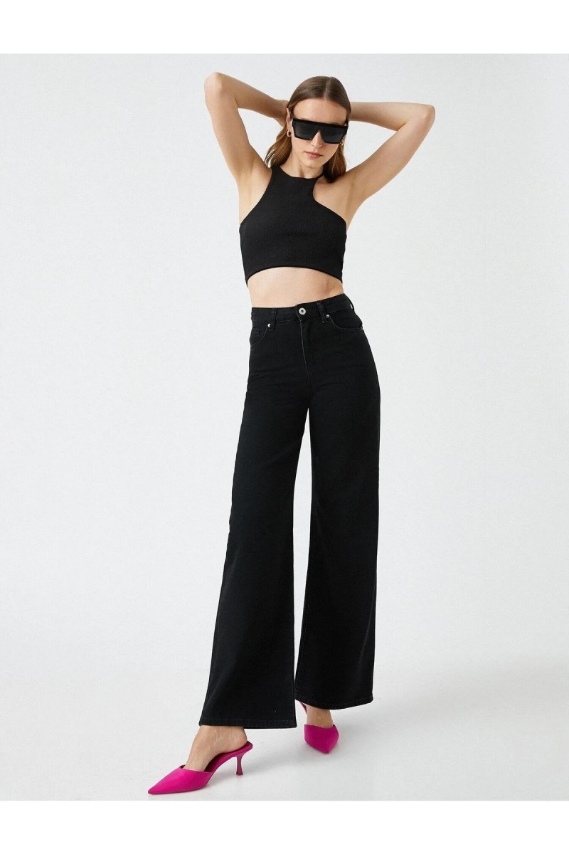 Tiger Siyah Yüksek Bel Palazzo Jeans Renk Solmayan Salaş Paça Kot Pantolon Tiger Siyah Yüksek Bel Palazzo Jeans Renk Solmayan Salaş Paça Kot Pantolon