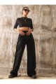 Aliss Siyah Solmaz Power Likralı Kadın Yüksek Bel Salaş Paça Salaş Jans Kot Pantolon