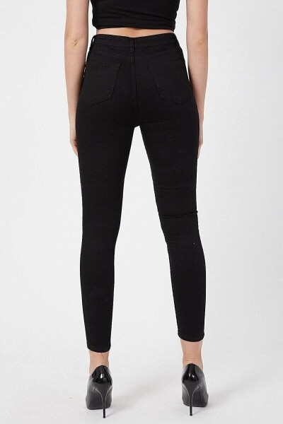 Galina Siyah Yüksek Bel Toparlayıcı Skinny Dar Paça Solmaz Jeans Pantolon
