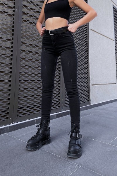 Pinke Antrasit Tırnaklı Solmayan Skinny Jeans Toparlayıcı Kot Pantolon Dar Paça