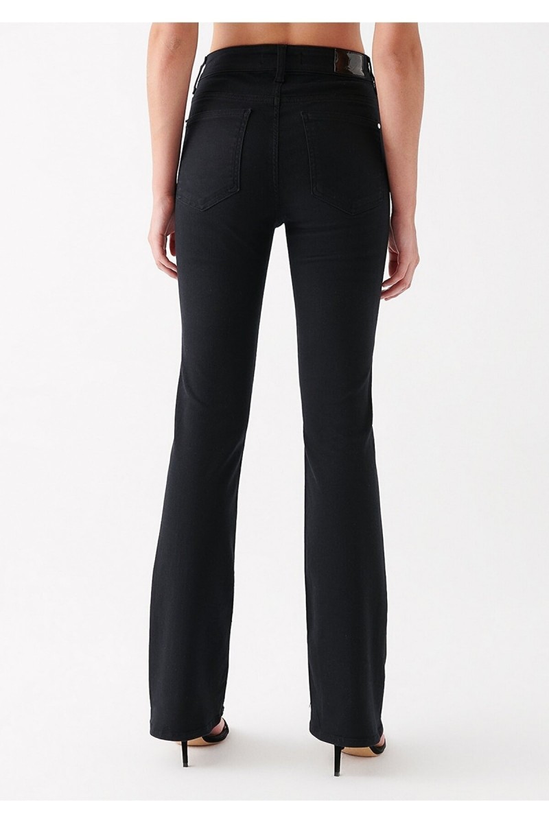 Tess Gold Ikon Siyah Jeans Ispanyol Paça Kot Pantolon Yüksek Bel ( Extra Rahat)