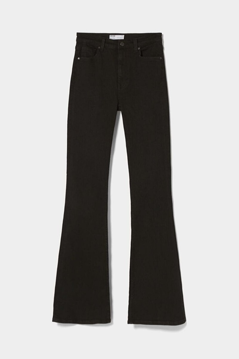 Nataly Gold Siyah Ispanyol Jeans Ispanyol Paça Kot Pantolon Yüksek Bel Toparlayıcı( Extra Rahat)