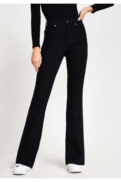 Tall Ispanyol A.c.a.i.p Gold Siyah Jeans Ispanyol Paça Kot Pantolon Yüksek Bel ( Extra Rahat)