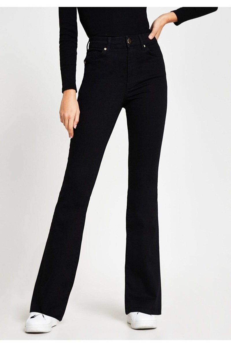 Tall Ispanyol A.c.a.i.p Gold Siyah Jeans Ispanyol Paça Kot Pantolon Yüksek Bel ( Extra Rahat)