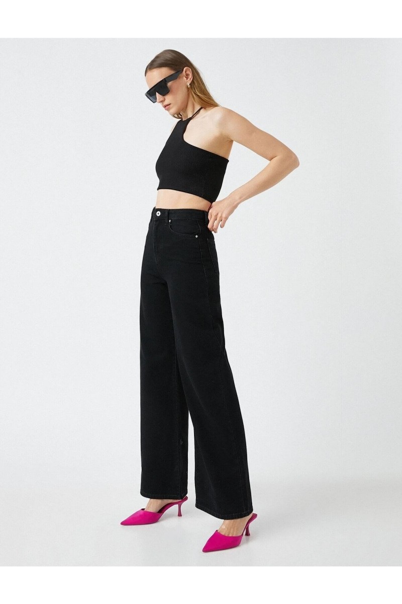Tiger Siyah Yüksek Bel Palazzo Jeans Renk Solmayan Salaş Paça Kot Pantolon Tiger Siyah Yüksek Bel Palazzo Jeans Renk Solmayan Salaş Paça Kot Pantolon