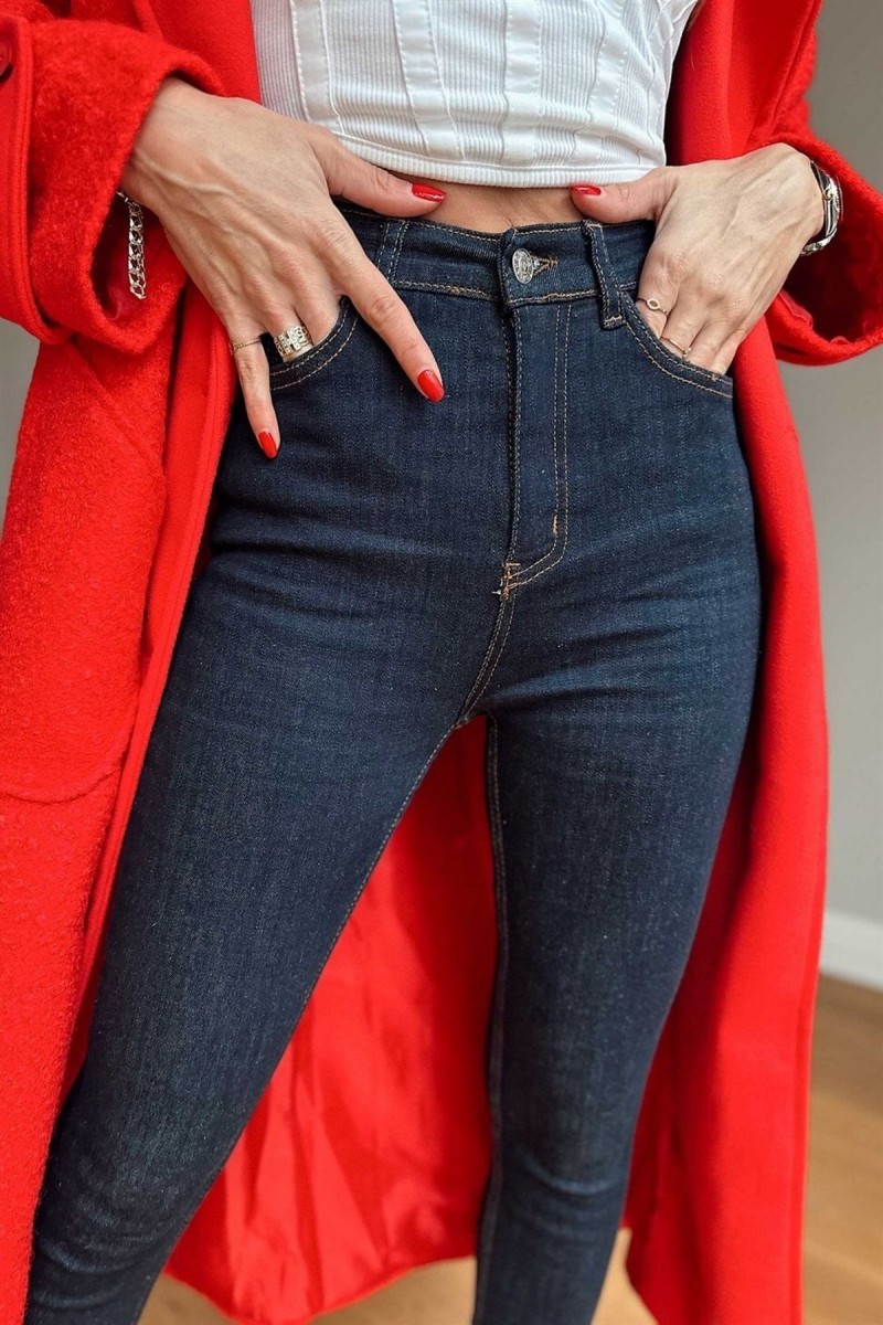 Koyu Mavi Skinny Dar Paça Jean Kadın Power Likra Toparlayıcı Koyu Mavi Skinny Dar Paça Jean Kadın Power Likra Toparlayıcı