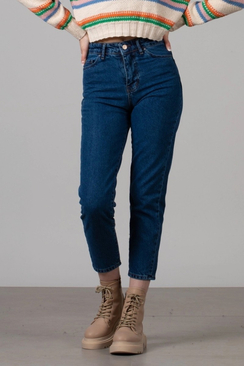 Koyu Mavi More Sustainable Yüksek Bel Mom Jeans