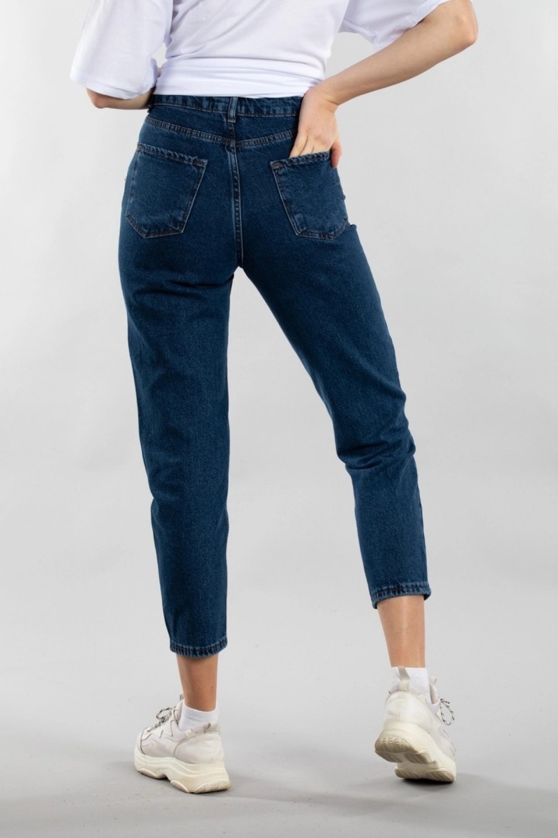 Koyu Mavi More Sustainable Yüksek Bel Mom Jeans