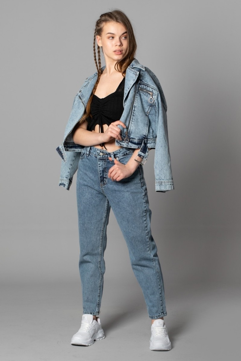 Mavi Orta Kar More Likely Yüksek Bel Mom Jeans