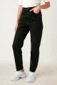Siyah Jeans Kadın Beli Lastikli Yüksek Bel Mom Jeans