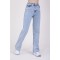 Mavi Yırtmaçlı Yüksek Bel Slim Ispanyol Jeans