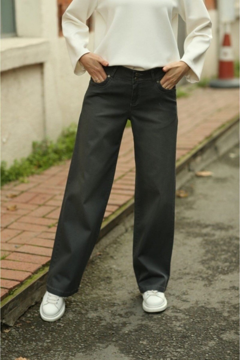 Siyah Likralı Süper Yüksek Bel Salaş Jeans Palazzo Pantolon. (süper Yüksek.) Siyah Likralı Süper Yüksek Bel Salaş Jeans Palazzo Pantolon. (süper Yüksek.)