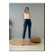 Koyu Mavi Yıkama Likralı Yüksek Bel Slim Mom Jeans