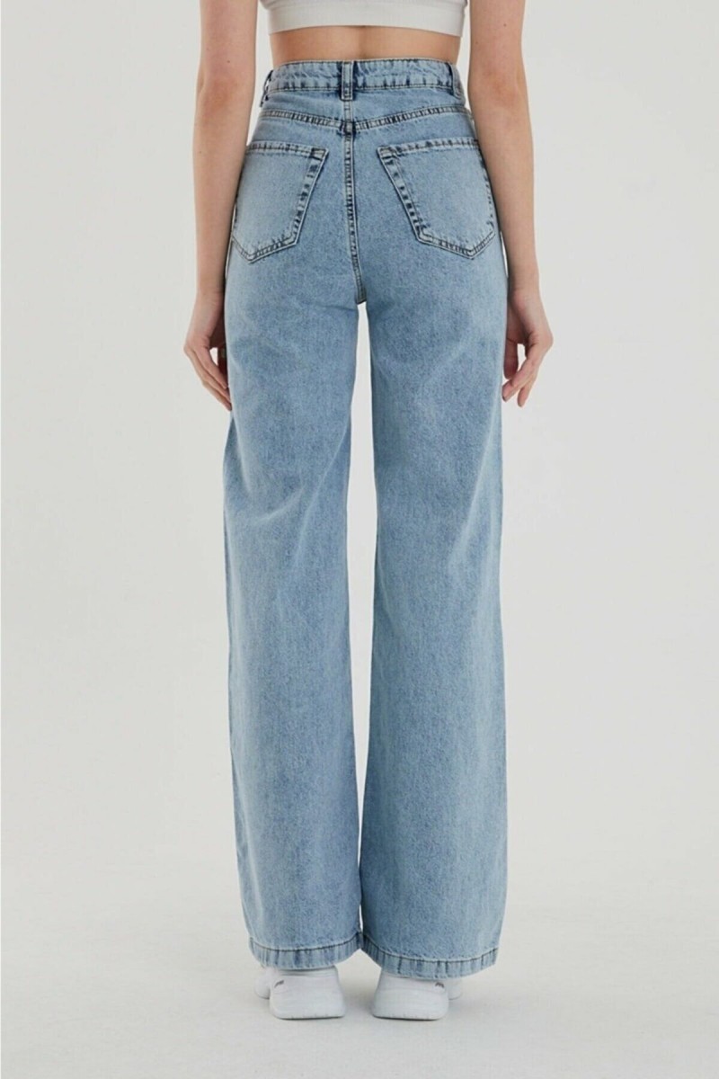 Extra Yüksek A.c.a.i.p Mavi Kar Salaş Jeans Pazazzo Pantolon (süper Yüksek Solmayan) Extra Yüksek A.c.a.i.p Mavi Kar Salaş Jeans Pazazzo Pantolon (süper Yüksek Solmayan)