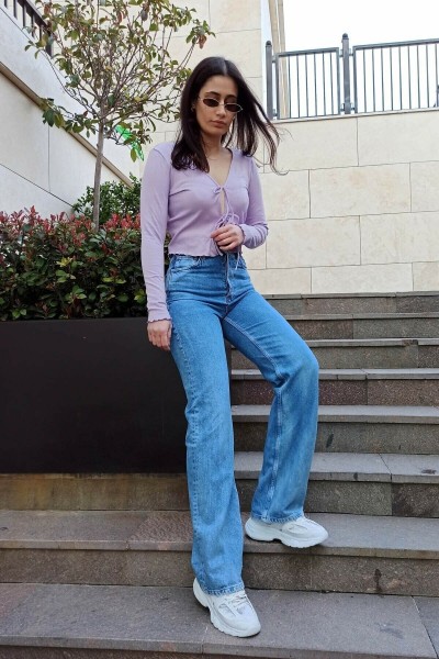 Extra Yüksek A.c.a.i.p S.o.l.m.a.z Mavi Salaş Jeans Palazzo Pantolon (süper Yüksek )