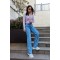 Extra Yüksek A.c.a.i.p S.o.l.m.a.z Mavi Salaş Jeans Palazzo Pantolon (süper Yüksek )