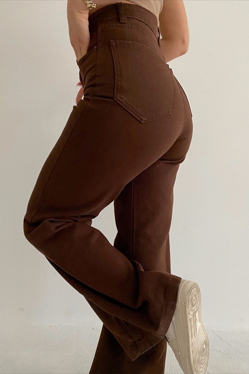 Scool Kahverengi Likralı Süper Yüksek Bel Salaş Jean Pantolon. (süper Yüksek.) Wide Leg. Scool Kahverengi Likralı Süper Yüksek Bel Salaş Jean Pantolon. (süper Yüksek.) Wide Leg.